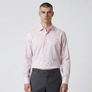 Canali 1934 Dress Shirt Mens 39-15.5 Light Pink Cotton Twill Made in Italy